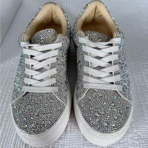 Betsey Johnson Silver Glitter Sneakers